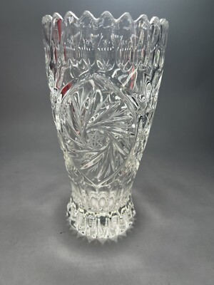  Renaissance Star of David Crystal Vase West Germany saw Tooth Edge 9.5''