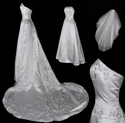 David's Bridal White Strapless Wedding Dress  MICHAELANGELO Gown