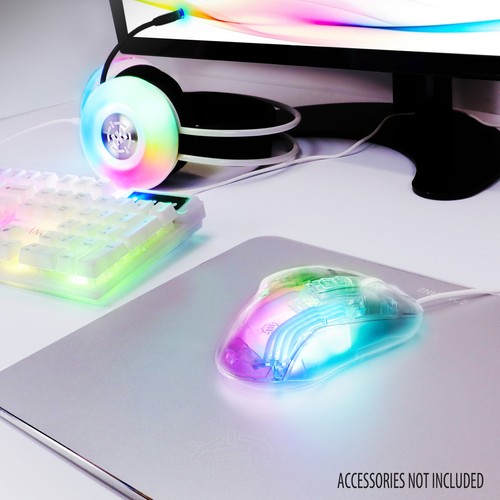 Theorem 3 White Gaming Mouse - Wired Mouse with 7 Buttons, 13 Color Modes - Picture 6 of 9