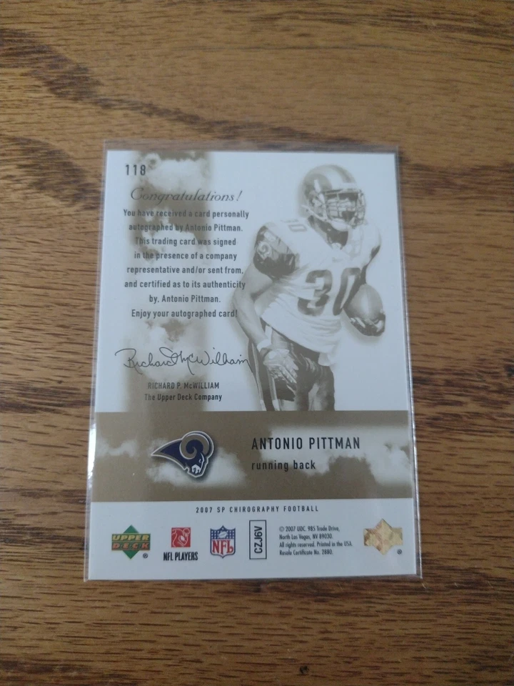 2007 SP Chirography - Rookie Chirography #118 Antonio Pittman 583/699 (AU, RC) - Image 2 of 2