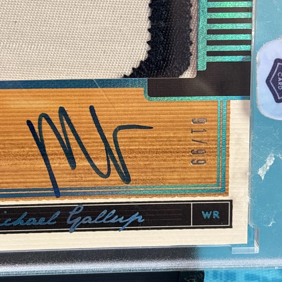 18 Panini One - Rookie Patch Autograph Blue #22 Michael Gallup /99 (AU, MEM, RC) - Image 3 of 3