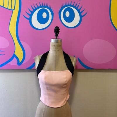 Moschino Cheap Chic Pink Black Peace Sign Bustier