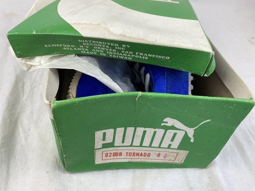Vintage Puma Tornado Track Shoes Spikes Men's 6.5 Deadstock Suede 70s Blue W Box - Picture 9 of 11