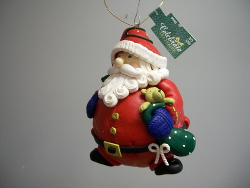 Short Round Santa Gifts XMas Ornament Sears Roebuck Celebrate the Season - Picture 2 of 12
