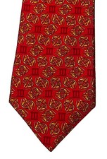 Cravatta Olimpo in seta rossa con colonne classiche greche disegni rotolo dorato