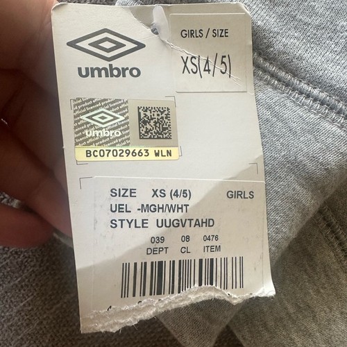 NEW Umbro Girls Gray Front Zipper Logo Crewneck Sweatshirt Size XS (4/5) NWT - Picture 10 of 10