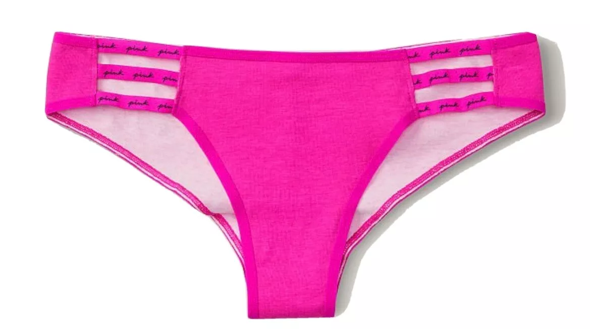 Victoria’s Secret Pink Panties Logo Strappy Lace Cheeksters Vs Large Neon  Pink