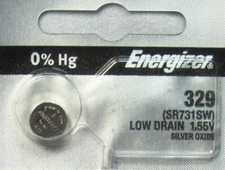 1 Energizer 329, SR731SW, V329, D329, S42, 24, 363, E329, GP329 Battery