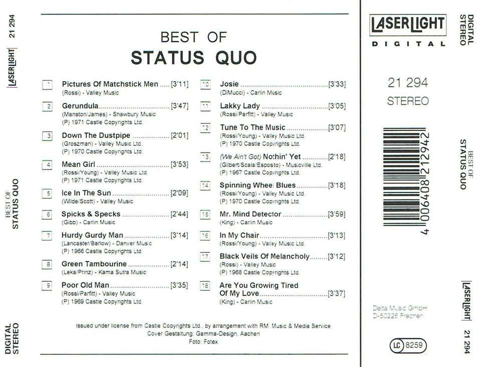 (CD) Status Quo - Best Of - Pictures Of Matchstick Men, Ice In The Sun, u.a. - Bild 2 von 2