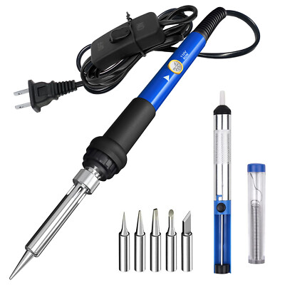60W Electric Soldering Iron Gun Adjustable Temperature Welding Solder Wire Kit