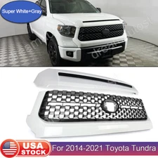 For 14-2021 Toyota Tundra Front Grille Grill+Hood Bulge Molding 040 Super White