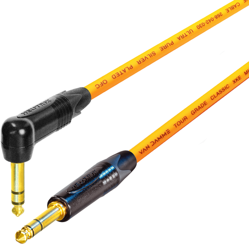 Straight Right Angle Stereo TRS 1/4 Jack Cable Neutrik Black Gold Van Damme Lead - Picture 5 of 11