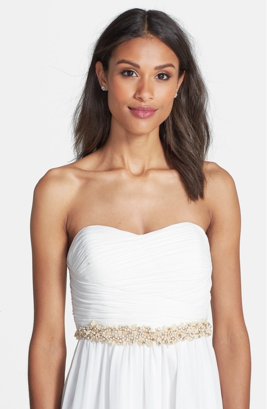 Twigs & Honey 'Decadent' Faux Pearl & Swarovski Crystal Leaf Beaded Sash $480