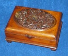 Antique Wooden Jewelry / Trinket Box With Hand Carved / Decorated Lid — photo 1