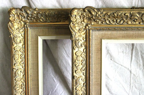 VINTAGE FITS 9 X 12 PICTURE FRAME WOOD ROCOCO BAROQUE BLACK GOLD GILT COUNTRY - Picture 19 of 24