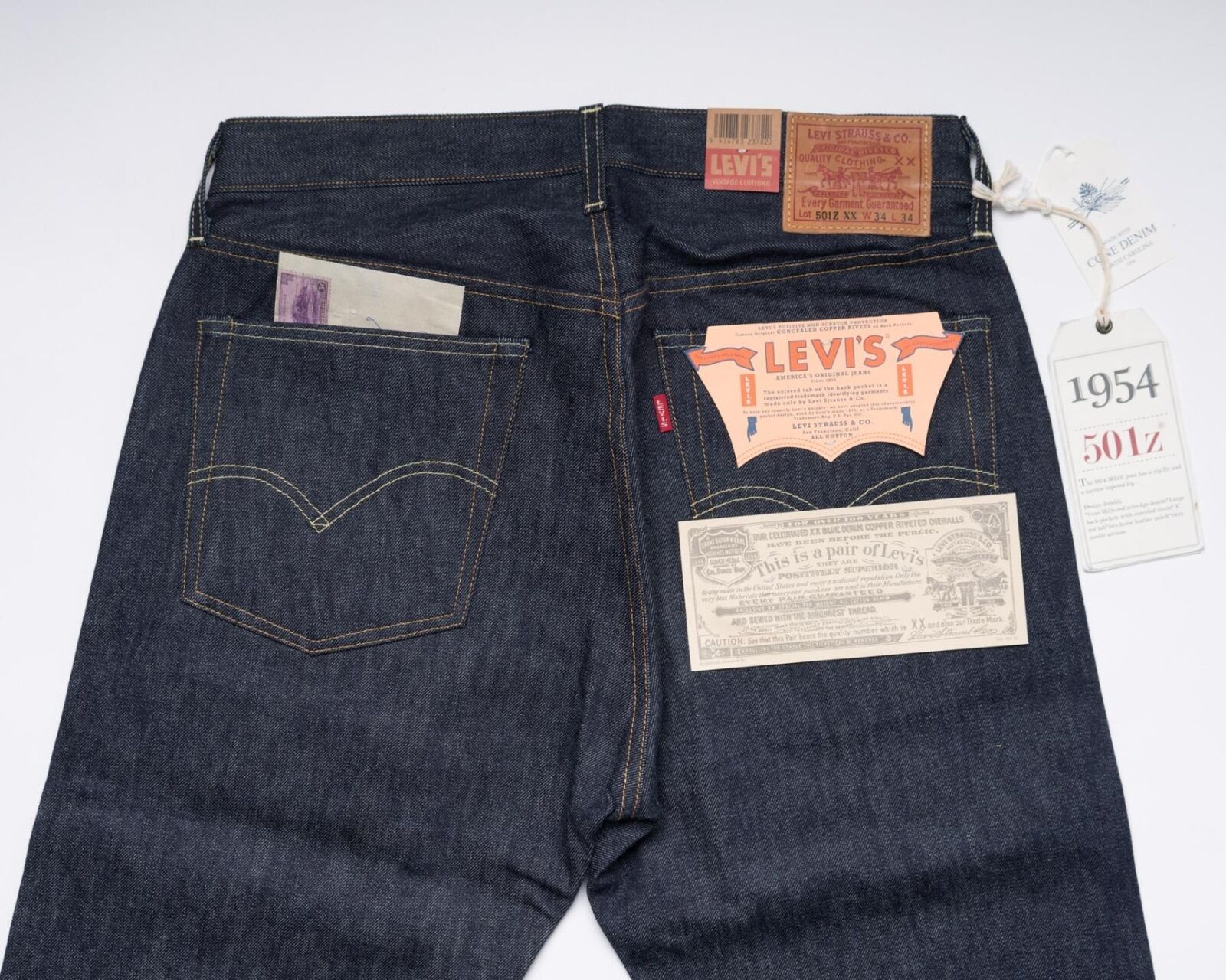 LVC Levi’s Vintage Clothing 501Z XX 1954 Selvedge Denim Jeans 34X34 Made in  USA