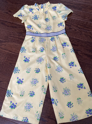 Janie and Jack Girls Yellow Lavender Bouquet Floral Jumpsuit Romper EUC  HTF