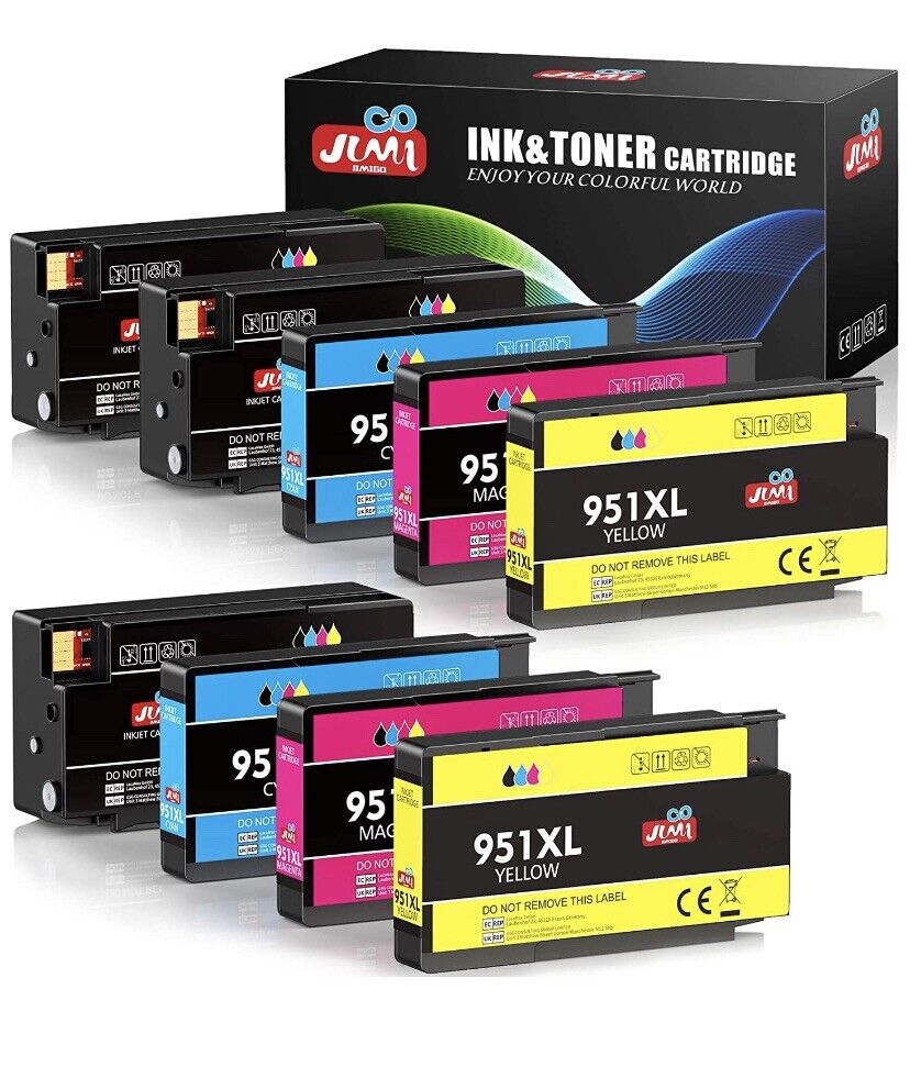 JIMIGO Compatible Ink Cartridge Replacement HP 950XL 951XL 9-Pack B M Y & C New