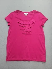 Loft Women Blouse Medium pink Solid Sleeveless Cotton Round Neck