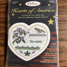 Victoria Sampler Hearts of America Vermont HA 14 Cross Stitch Embroidery Kit