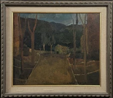 Expressionist Dark Landscape w/ House in Landscape By Enzo Roberti, Signed (OOC)