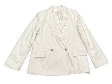 NWT Banana Republic Linen-Blend Boyfriend Blazer 12 White Minimalist Coastal