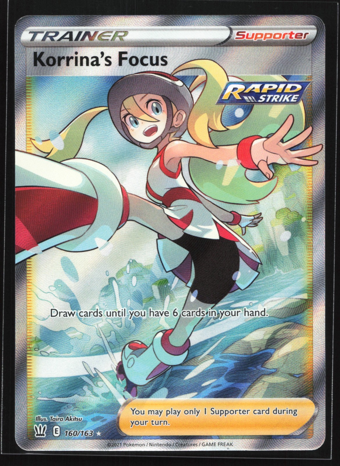 Pokemon Korrina's Focus 160/163 Battle Styles Ultra Rare Full Art Holo NM