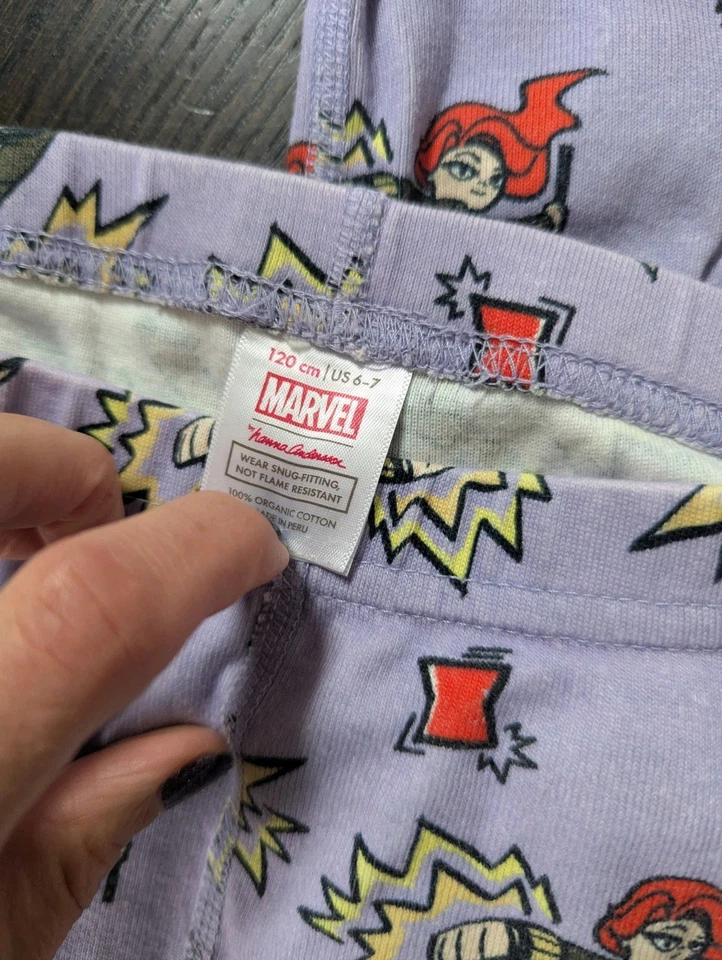 Kids Hannah Andersson Unisex Marvel Summer PJ Set Short Sleeve Purple Size 6-7 - Image 3 of 4