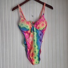 Pacific Connections Swimsuit Womens Small Multicolor Tie Dye Rainbow One Piece