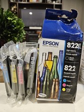 Epson 822XL Black 822 Cyan Magenta Yellow Ink Cartridge Set T822XL-BCS Exp 8/27