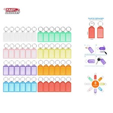 48 Pack Plastic Key Tags, Key Labels with Ring and Label Window, 8 Colors