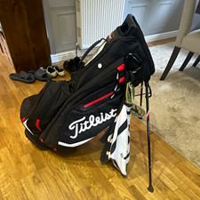 Titleist Stand Golf Bag 4-Way Divider 6 Pockets Nylon Black/White/Red