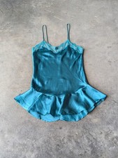 Vintage Amelia's Green Lace Satin Chemise Slip medium