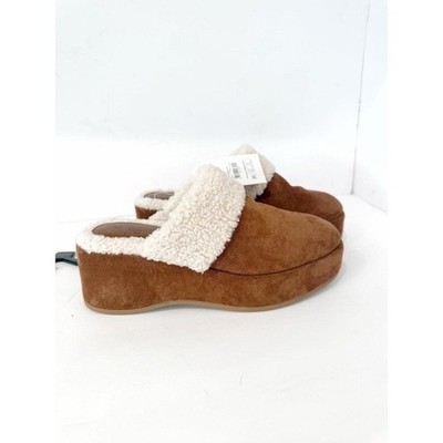 New Women faux Shearling Wedge Clogs size 9 summer Y2K preppy chic boho casual