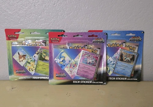 Pokemon Prismatic Evolutions Tech Sticker Collection - Complete Set Of 3 Sealed