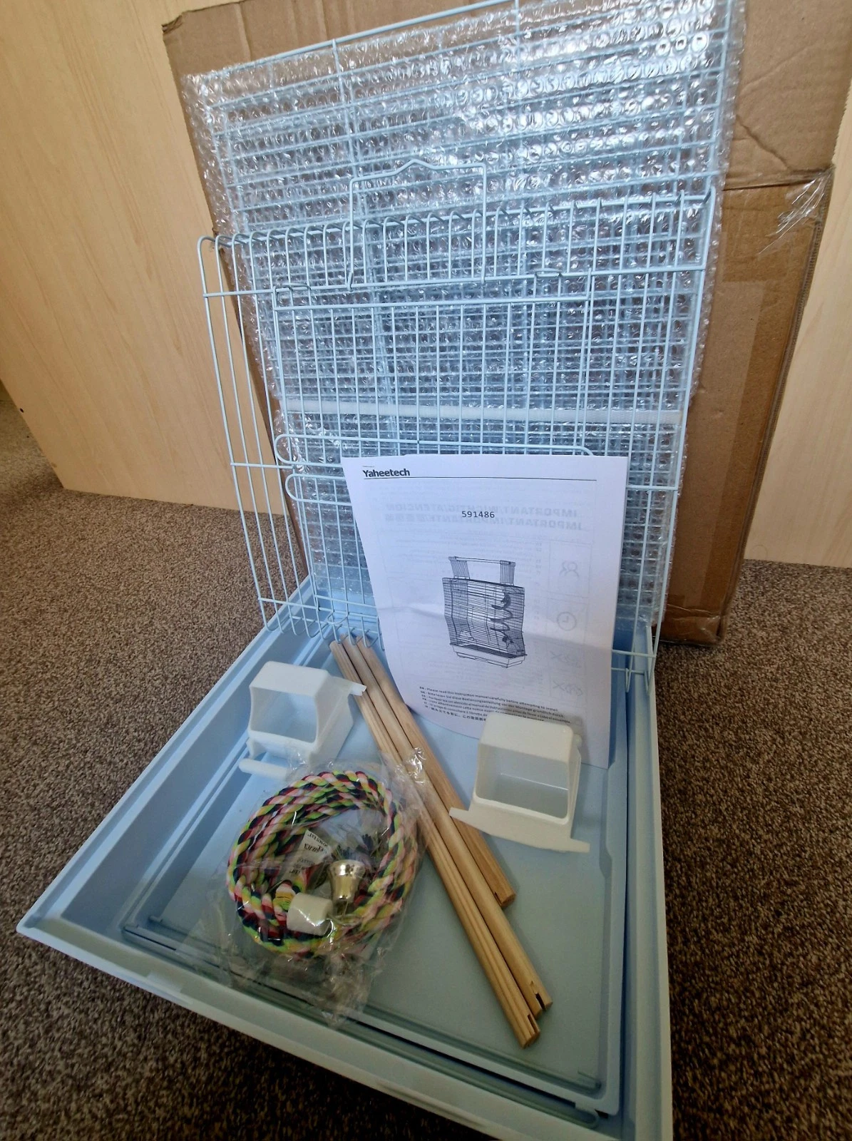 Bird Cage With Feeding Bowls Perches Toy White New Parakeet Lovebird Cockatiel