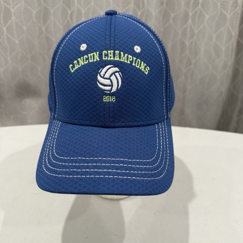 Cancun Champions Volleyball 2018 Lime Green on Royal Blue Hat Cap Hook Loop EUC - Picture 1 of 14
