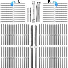 100 Pack T316 Stainless Steel Right&Left Handed Thread Swage Lag Screws 