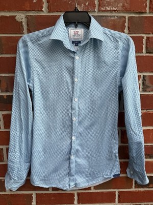 Alynn Porter Blue XS Slim Fit Long Sleeve Button Up Floral Print Dress Shirt F1