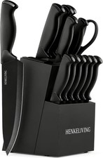 14-Piece Stainless Steel Knife Block Set Kitchen Cooking Knives with Sharpener