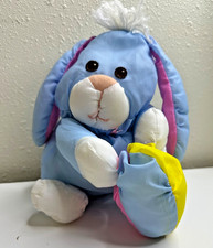 Vintage 1980s Fisher Price Puffalump 9 Blue Bunny with Egg Plush animal