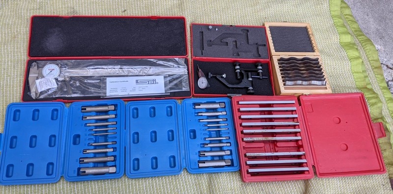 Machinist Tools LOT - SPI Dial Caliper, Indicator Set, Tap Extractors, Blocks ++