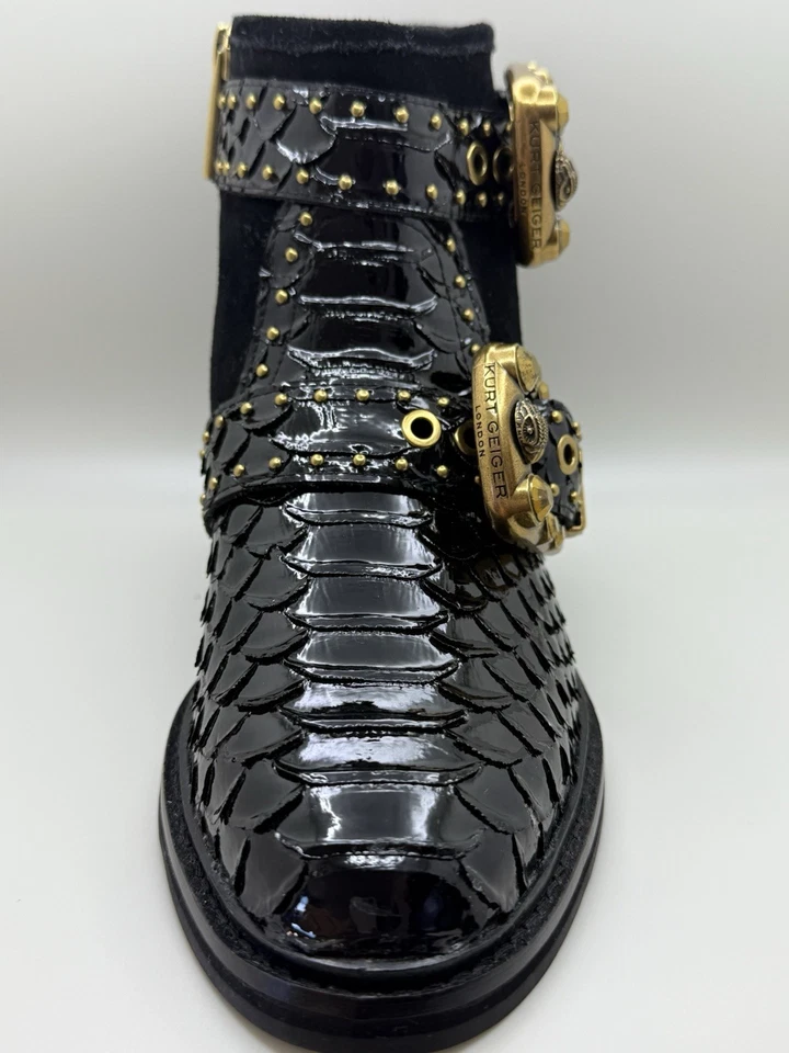 Женские ботильоны KURT GEIGER LONDON Maddox с двойной пряжкой и заклепками на лодыжке размер 5,5 - Изображение 3 из 4