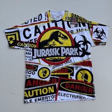 Vintage 1993 Jurassic Park T-Shirt Original Movie Promo AOP All Over Print XL