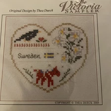 International Hearts Cross Stitch Kit The Victoria Sampler Sweden New