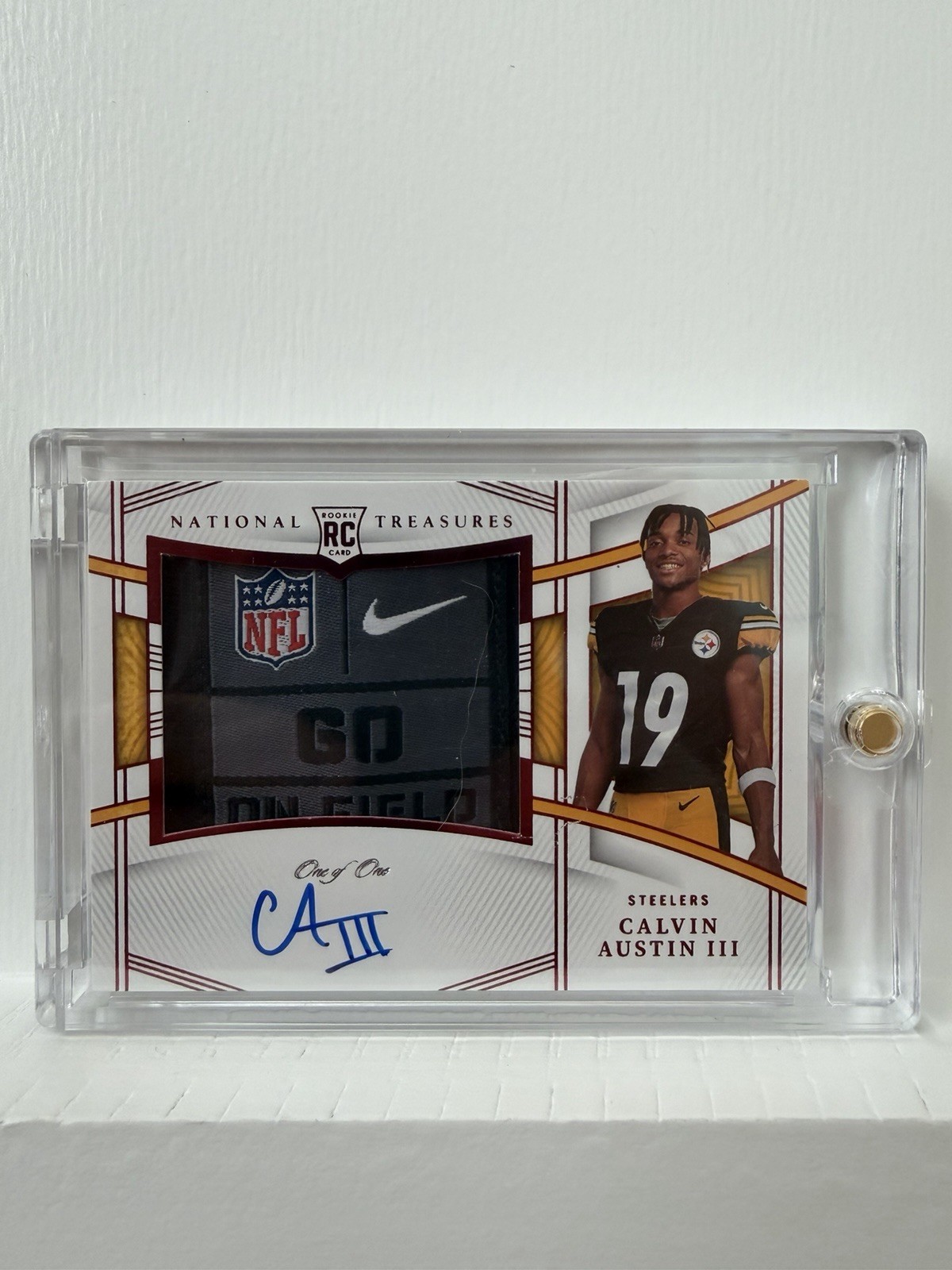 Calvin Austin Panini National Treasures Rookie Material Signature #CAU Base