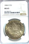 1884 O $1 Morgan Silver One Dollar MS63 New Orleans NGC