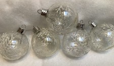 Clear Glitter Snowflakes Christmas Ornaments Plastic SHATTERPROOF Lot of 5