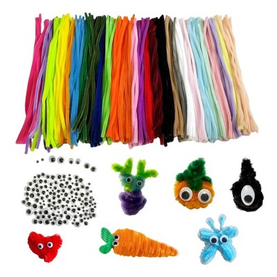 Kreatives Bastelset: 450 bunte Pfeifenputzer plus 150 selbstklebende Wackelaugen