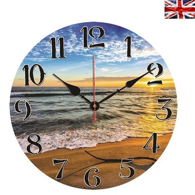 8 Zoll Holz Wanduhr mit Meer-Thema - perfekt für Badezimmer und Wohnzimmer